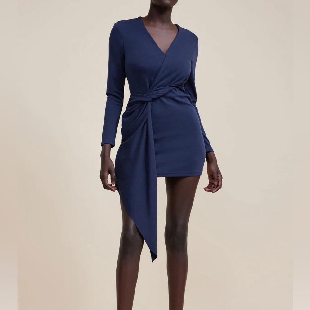 NWT Acler Inderwick Long Sleeve Mini Dress in Midnight Navy Blue Size 6 US 10 AU